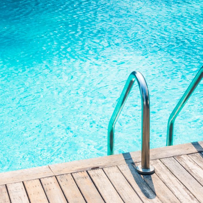 Stair swimming pool in beautiful luxury hotel pool resort