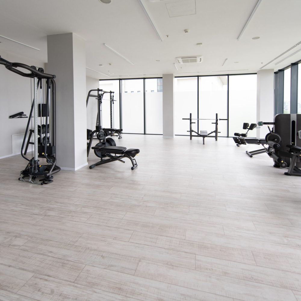 Equipment And Machines At The Modern Gym Room Fitness Center